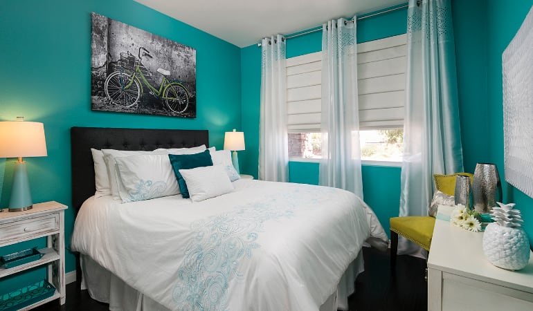 Roman shades in a Raleigh bedroom